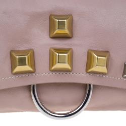 Pre Owned Prada Pink Leather Studded Shoulder Bag