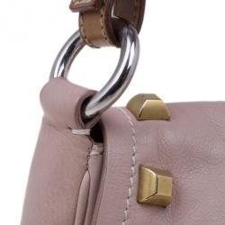 Pre Owned Prada Pink Leather Studded Shoulder Bag