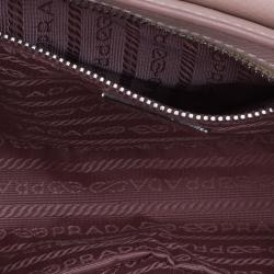 Pre Owned Prada Pink Leather Studded Shoulder Bag
