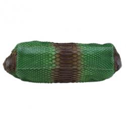 Pre Owned Prada Green and Brown Python Framed Shoulder Bag