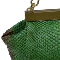 Pre Owned Prada Green and Brown Python Framed Shoulder Bag