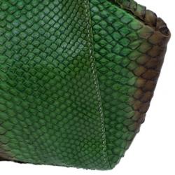 Pre Owned Prada Green and Brown Python Framed Shoulder Bag