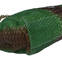 Pre Owned Prada Green and Brown Python Framed Shoulder Bag
