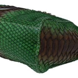 Pre Owned Prada Green and Brown Python Framed Shoulder Bag