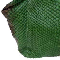 Pre Owned Prada Green and Brown Python Framed Shoulder Bag