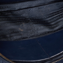 Pre Owned Prada Blue Saffiano Lux Leather Boston Bag
