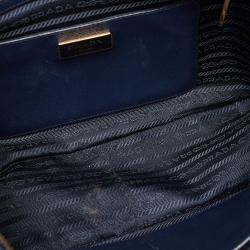 Pre Owned Prada Blue Saffiano Lux Leather Boston Bag