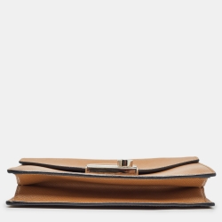 Pre Owned Prada Brown Saffiano Lux Leather Sound Flap Top Handle Bag
