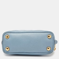 Pre Owned Prada Light Blue Saffiano Leather Mini Promenade Crossbody Bag