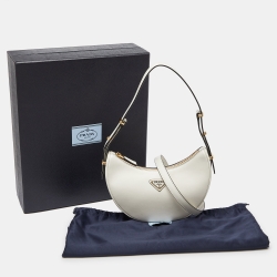 Prada Off White Leather Arqué Hobo