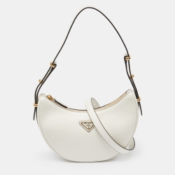 Prada Off White Leather Arqué Hobo