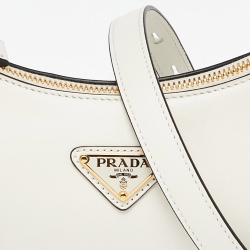 Prada Off White Leather Arqué Hobo