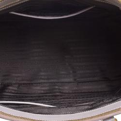 Pre Owned Prada Grey Saffiano Lux Leather Large Double Zip Tote