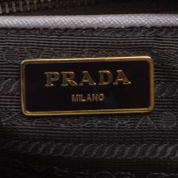 Pre Owned Prada Grey Saffiano Lux Leather Large Double Zip Tote