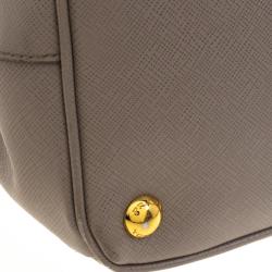 Pre Owned Prada Grey Saffiano Lux Leather Large Double Zip Tote