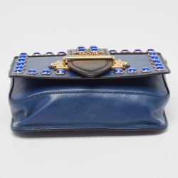 Prada Blue/Black Leather Cahier Convertible Belt Bag