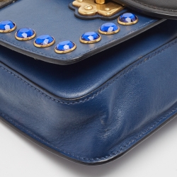 Prada Blue/Black Leather Cahier Convertible Belt Bag