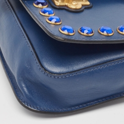 Prada Blue/Black Leather Cahier Convertible Belt Bag