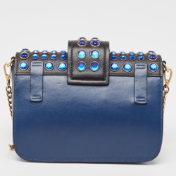 Prada Blue/Black Leather Cahier Convertible Belt Bag
