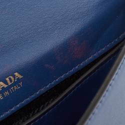 Prada Blue/Black Leather Cahier Convertible Belt Bag