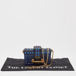 Prada Blue/Black Leather Cahier Convertible Belt Bag