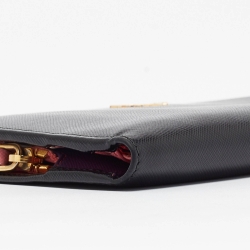 Pre Owned Prada Black Saffiano Leather Long Wallet