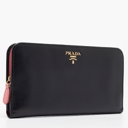 Pre Owned Prada Black Saffiano Leather Long Wallet