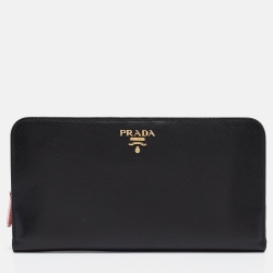 Pre Owned Prada Black Saffiano Leather Long Wallet