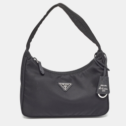 Prada Black Nylon Re-Edition 2000 Baguette Bag