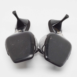 Prada Black Satin Crystal Embellished Slide Sandals Size 40