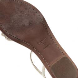 مملوكة مسبقًا Prada White Patent Leather Bow Detail Flat Sandals Size 38