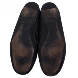 Pre Owned Prada Black Leather Logo Ballet Flats Size 39