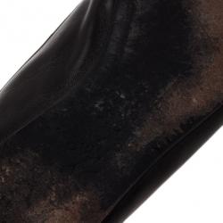 Pre Owned Prada Black Leather Logo Ballet Flats Size 39