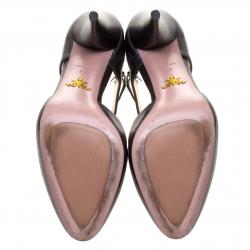 Pre Owned Prada Metallic Grey Leather Ankle Boots Size 37.5