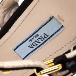 Pre Owned Prada Black Suede Crystal And Stud Embellished Ankle Strap Sandals Size 38.5