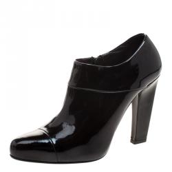 Pre Owned Prada Black Patent Leather Ankle Boots Size 39