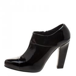 Pre Owned Prada Black Patent Leather Ankle Boots Size 39