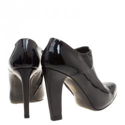 Pre Owned Prada Black Patent Leather Ankle Boots Size 39