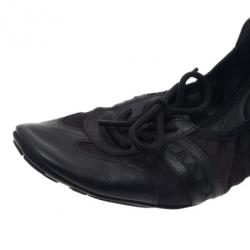 Pre Owned صندل برادا سبورت جلد أسود برباط باليرينا فلات مقاس 40