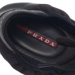 Pre Owned صندل برادا سبورت جلد أسود برباط باليرينا فلات مقاس 40