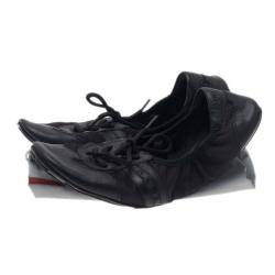 Pre Owned صندل برادا سبورت جلد أسود برباط باليرينا فلات مقاس 40