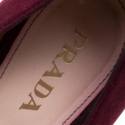 Pre Owned Prada Bordeaux Suede Platform Pumps Size 39.5