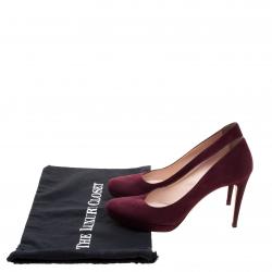 Pre Owned Prada Bordeaux Suede Platform Pumps Size 39.5