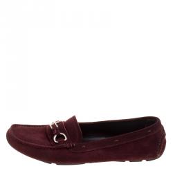Pre Owned Prada Bordeaux Suede Loafers Size 39.5