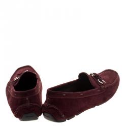 Pre Owned Prada Bordeaux Suede Loafers Size 39.5