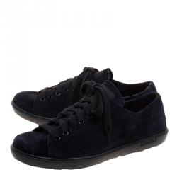 Pre Owned Prada Sport Navy Blue Suede Lace Up Sneaker Size 38.5