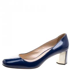 Pre Owned Prada Blue Patent Leather Pumps Size 39