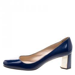 Pre Owned Prada Blue Patent Leather Pumps Size 39