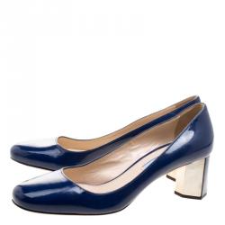 Pre Owned Prada Blue Patent Leather Pumps Size 39