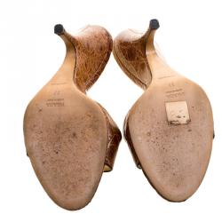 Pre Owned Prada Brown Alligator Mules Slides Size 37